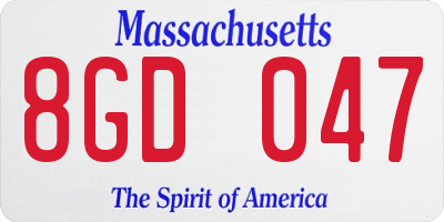 MA license plate 8GD047