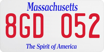 MA license plate 8GD052