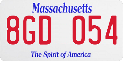 MA license plate 8GD054