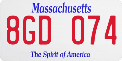 MA license plate 8GD074