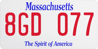 MA license plate 8GD077
