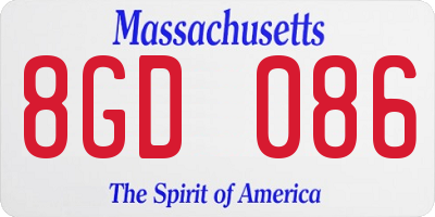 MA license plate 8GD086