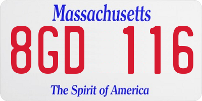 MA license plate 8GD116