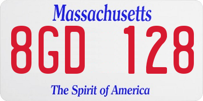 MA license plate 8GD128