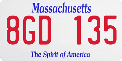 MA license plate 8GD135