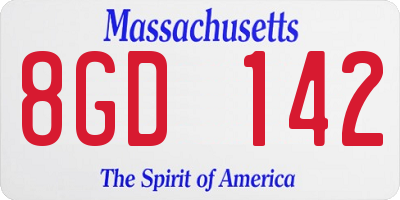 MA license plate 8GD142
