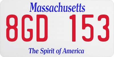 MA license plate 8GD153