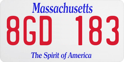 MA license plate 8GD183