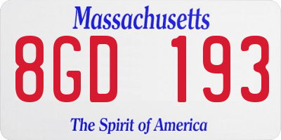 MA license plate 8GD193