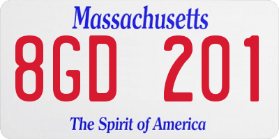 MA license plate 8GD201