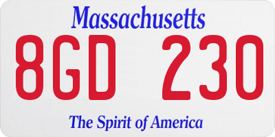 MA license plate 8GD230
