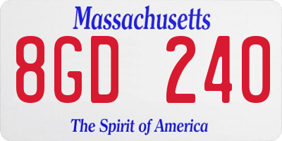 MA license plate 8GD240