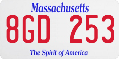 MA license plate 8GD253