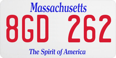 MA license plate 8GD262