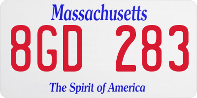 MA license plate 8GD283
