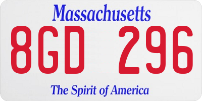 MA license plate 8GD296