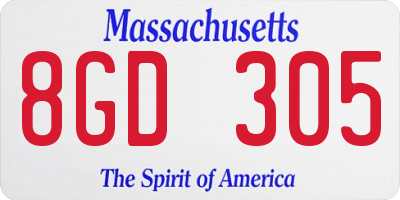 MA license plate 8GD305