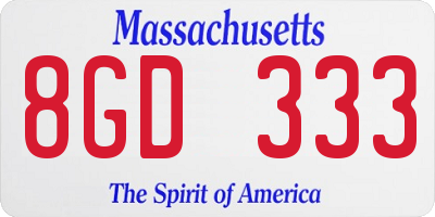 MA license plate 8GD333