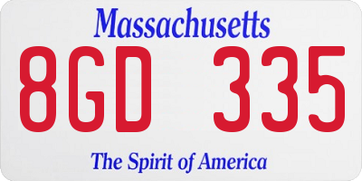 MA license plate 8GD335