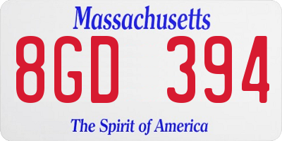 MA license plate 8GD394