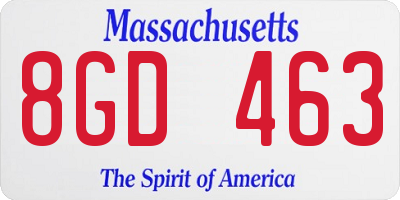 MA license plate 8GD463