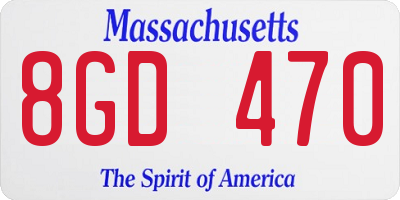 MA license plate 8GD470