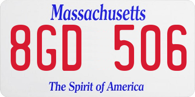 MA license plate 8GD506