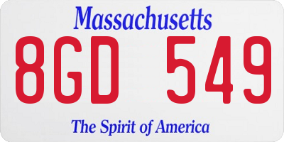 MA license plate 8GD549