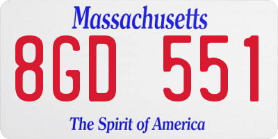 MA license plate 8GD551