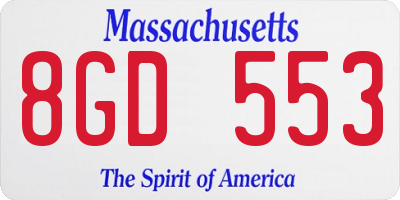 MA license plate 8GD553