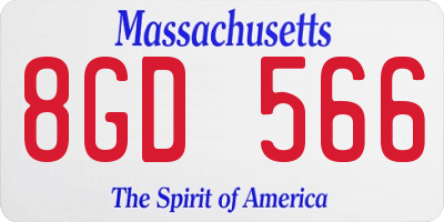 MA license plate 8GD566
