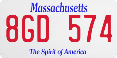 MA license plate 8GD574