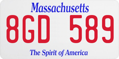 MA license plate 8GD589
