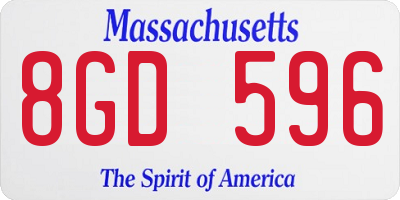 MA license plate 8GD596