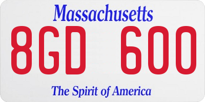MA license plate 8GD600
