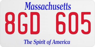 MA license plate 8GD605