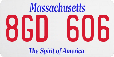 MA license plate 8GD606