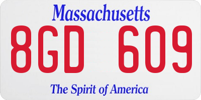 MA license plate 8GD609