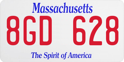 MA license plate 8GD628