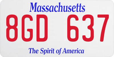 MA license plate 8GD637