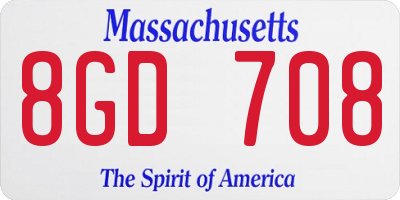 MA license plate 8GD708