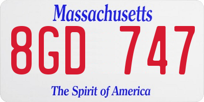 MA license plate 8GD747