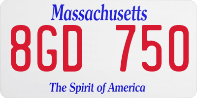 MA license plate 8GD750