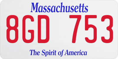 MA license plate 8GD753