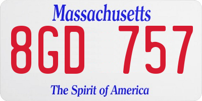 MA license plate 8GD757