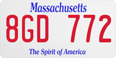 MA license plate 8GD772