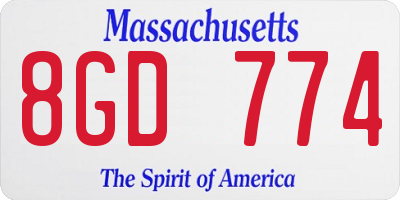 MA license plate 8GD774