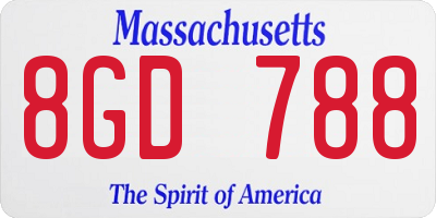 MA license plate 8GD788