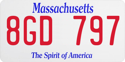 MA license plate 8GD797