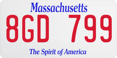 MA license plate 8GD799